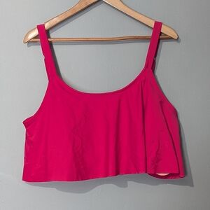 Shapermint Swim Ruffled Neon Pink Bikini Top Adjustable Straps Flirty Playful